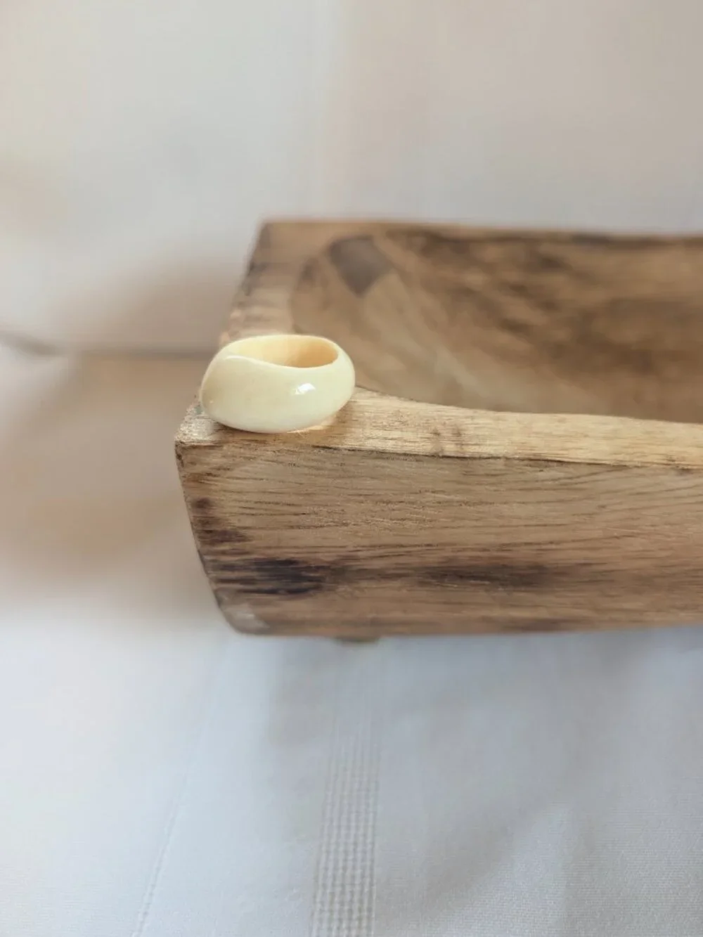 Vintage Carved Bovine Bone Dome Ring Size 5